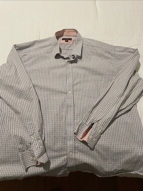 Johnston & Murphy Grey Checked Dress Shirt
